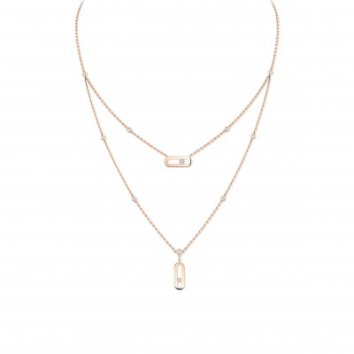 MESSIKA MOVE UNO TWO-ROW NECKLACE PINK GOLD DIAMOND NECKLACE 08852-PG